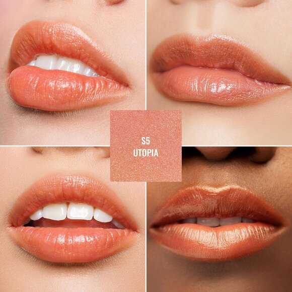 🆕 Peach Nude Lipstick Moisture Hydrating Dry Lips Coverage Glossy Finish Vegan - Picture 3 of 10